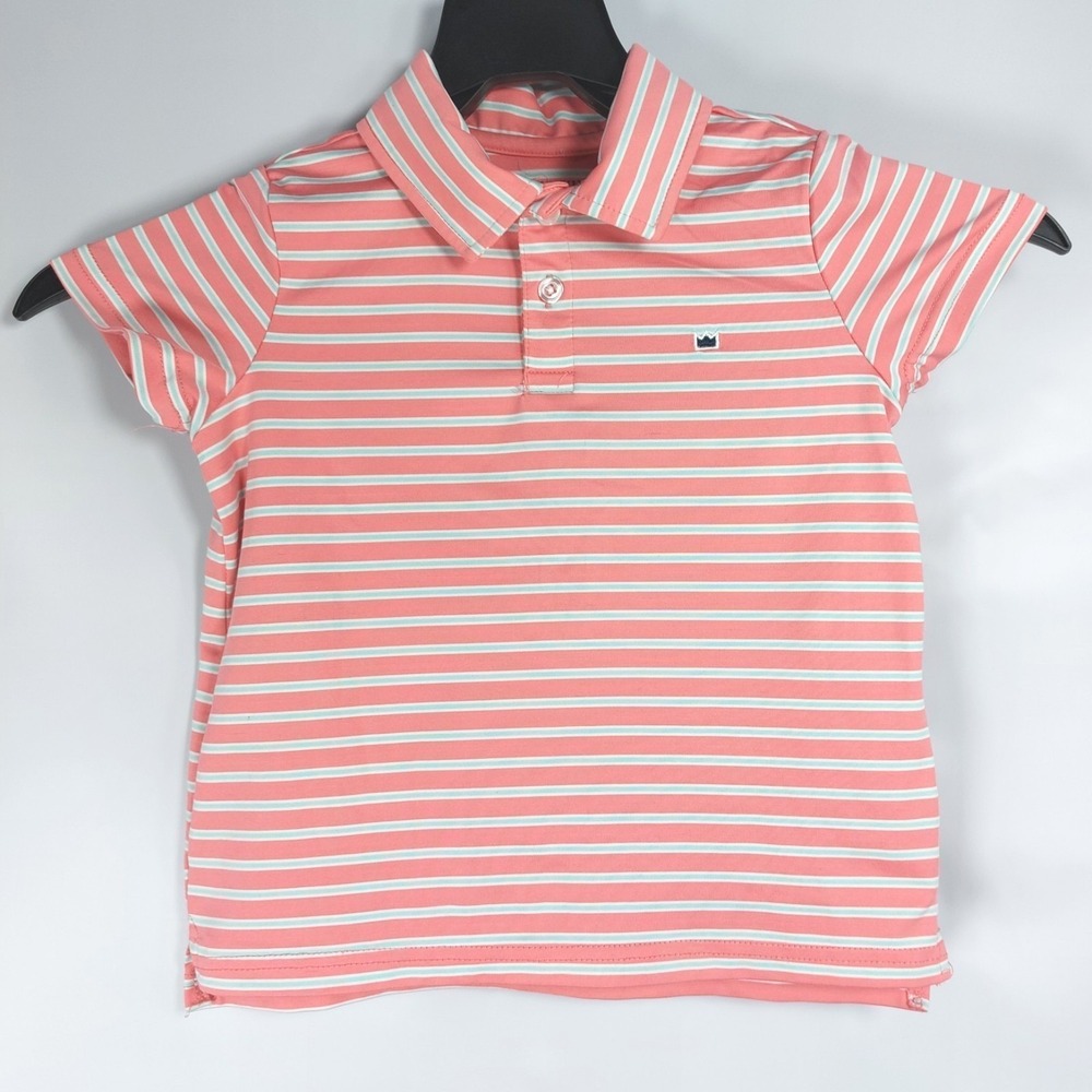Crown & Ivy Kids Shirt Boys Size 4T Orange Blue Striped Collared Pullover